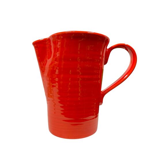 Pottery Barn Sausalito Ridge‎ Red Pitcher Embossed Rings Excellent! - Picture 1 of 6